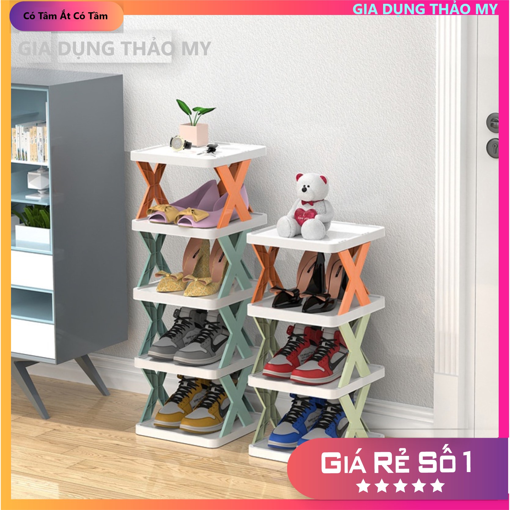 Kệ Nhựa Để Giày Dép 5 tầng Nhỏ Gọn Chiếm Diện Tích Nhỏ Dễ Lắp Đặt Decor Phòng Đẹp