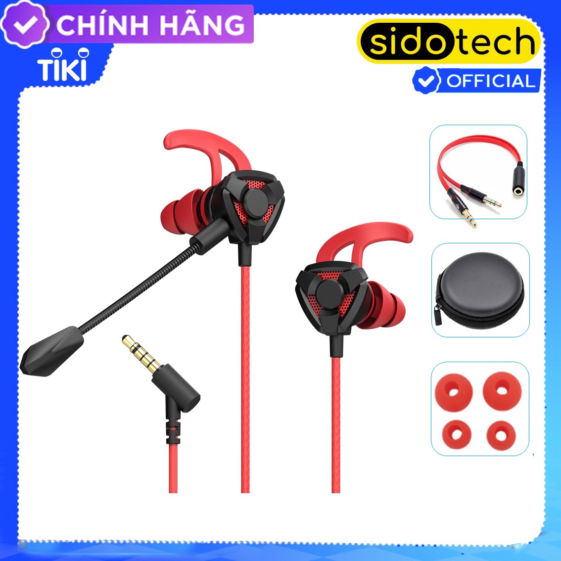 Tai Nghe Gaming Có Mic SIDOTECH G2M Nhét Tai Có Dây Âm Thanh Siêu Bass Chuyên Chơi Game Pubg Mobile Free Fire Tốc Chiến LMHT Liên Quân nghe rõ tiếng bước chân trên điện thoại dành cho game thủ Esport chuyên nghiệp - Hàng Chính Hãng