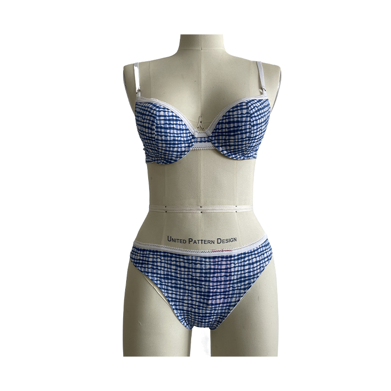 Màu xanh da trời áo ngực quần short Đồ lót Đồ lót dành cho người lớn Đồ lót phụ nữ