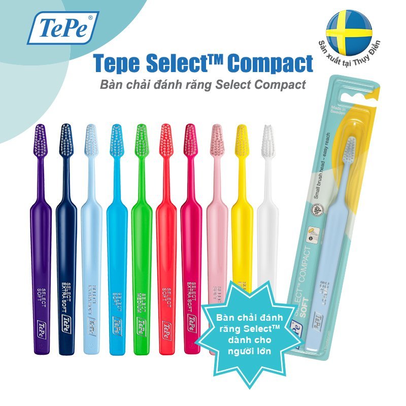 Bàn chải đánh răng mềm trẻ từ 5-12 Tepe Select Compact Soft nhiều màu