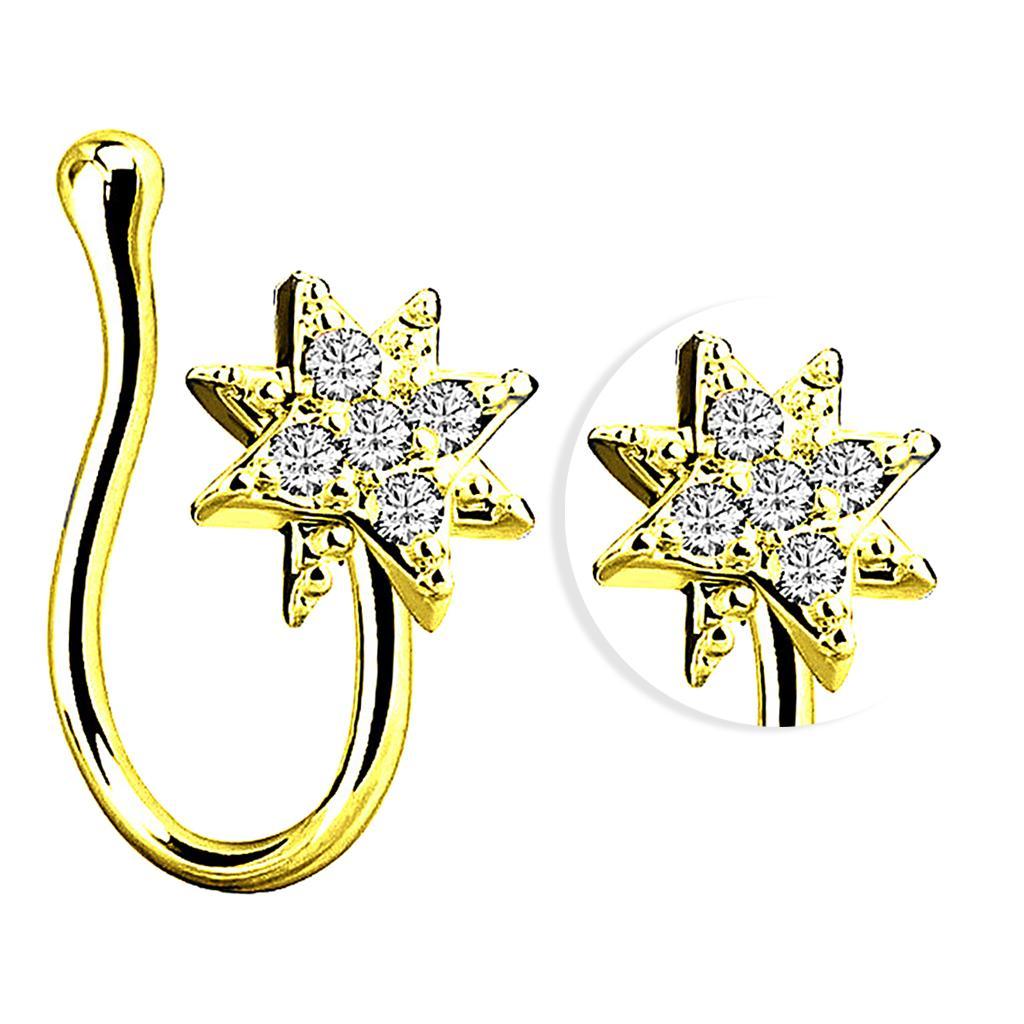 3 Pieces Crystal U Shaped Fake Nose Rings 18G Hoop No Piercing Non Pierced