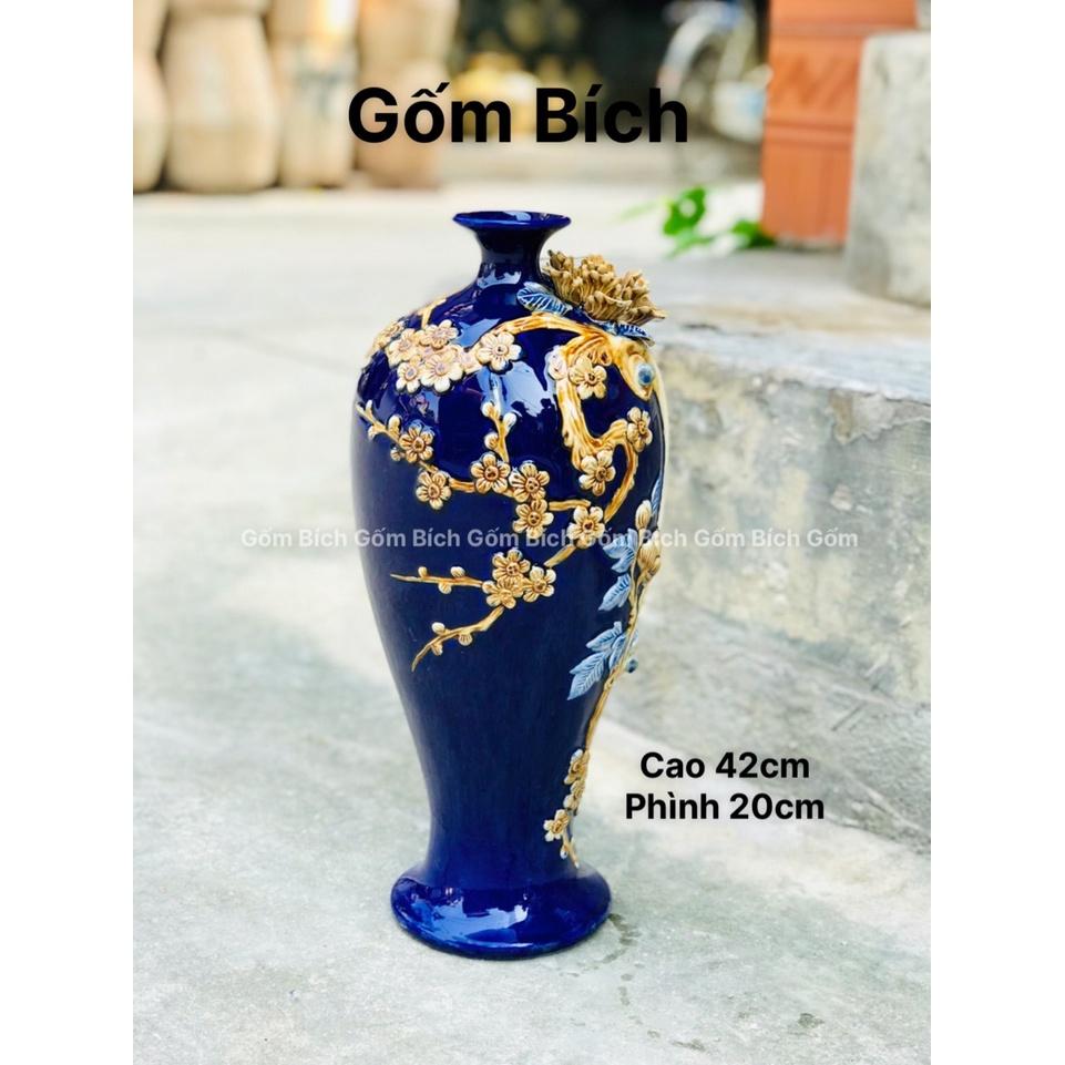 Mai Bình Tích Lộc Cuốn Thư Viết Chữ Vạn Sự Như Ý Đắp Nổi Cao 42cm Gốm Sứ Bát Tràng - Gốm Bích