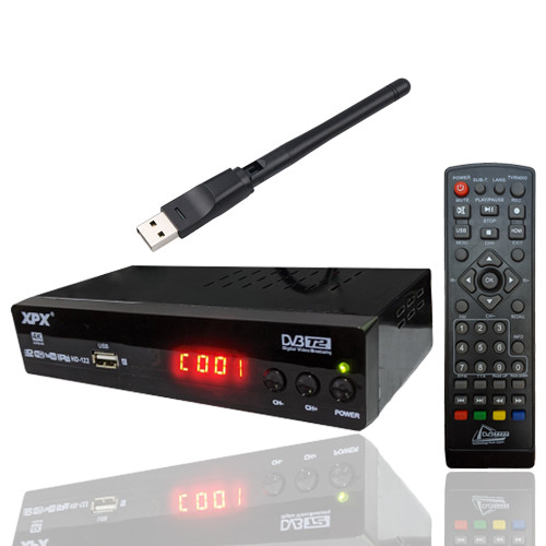 Đầu thu truyền hình mặt đất XPX - Đầu thu kỹ thuật số DVB T2 kèm râu WIFI Chính Hãng
