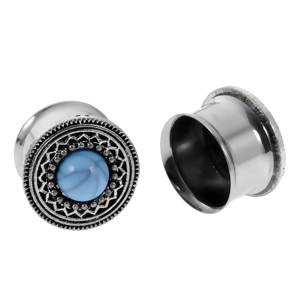 Ear Piercing Screw Fit Ear Stretcher Flesh Tunnel with Blue Turquoise