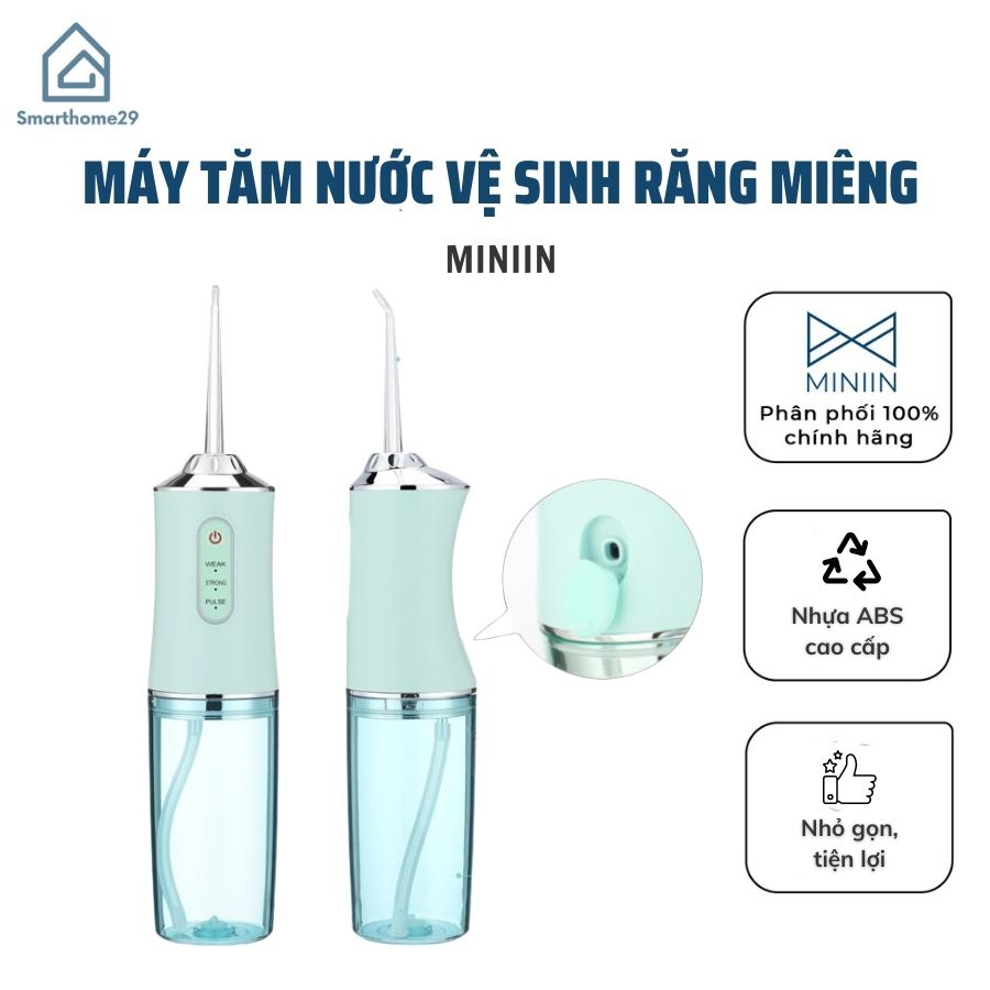 Máy tăm nước vệ sinh răng miệng sạc pin chống thấm nước, Máy tăm nước cầm tay 3 chế độ thông minh - Chính hãng MINIIN