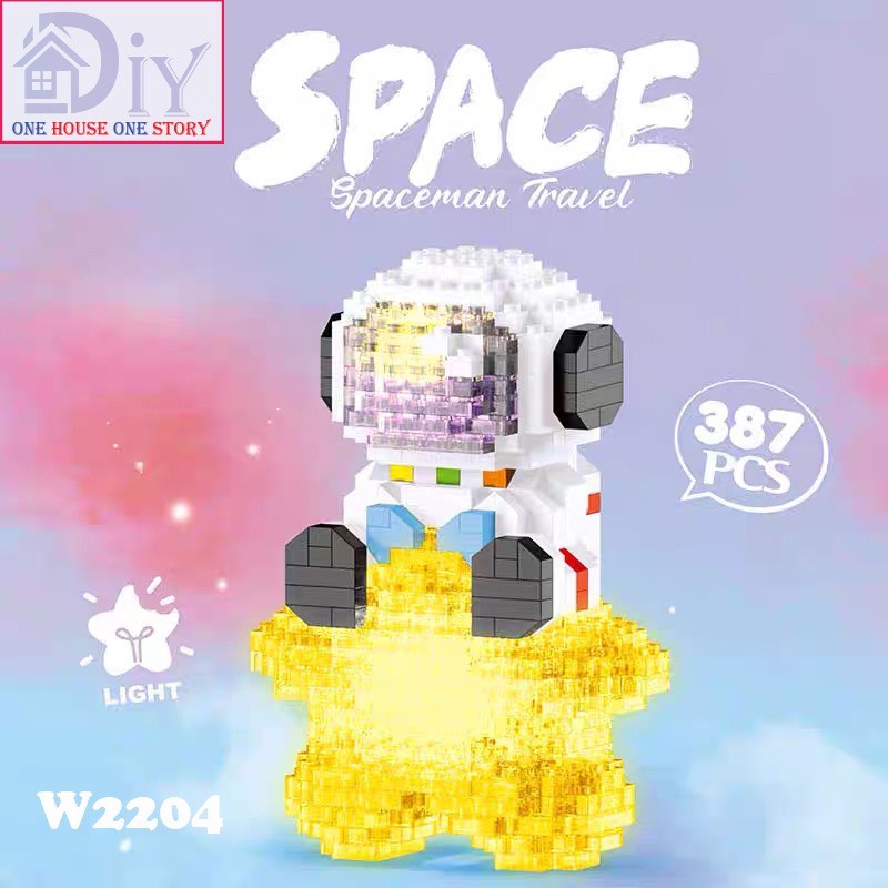 Đồ Chơi lego 3D mô hình lắp ráp phi hành gia dễ thương có đèn LED phát sáng đáng yêu Sáng Tạo Quà tặng Dành Cho Nam Và Nữ