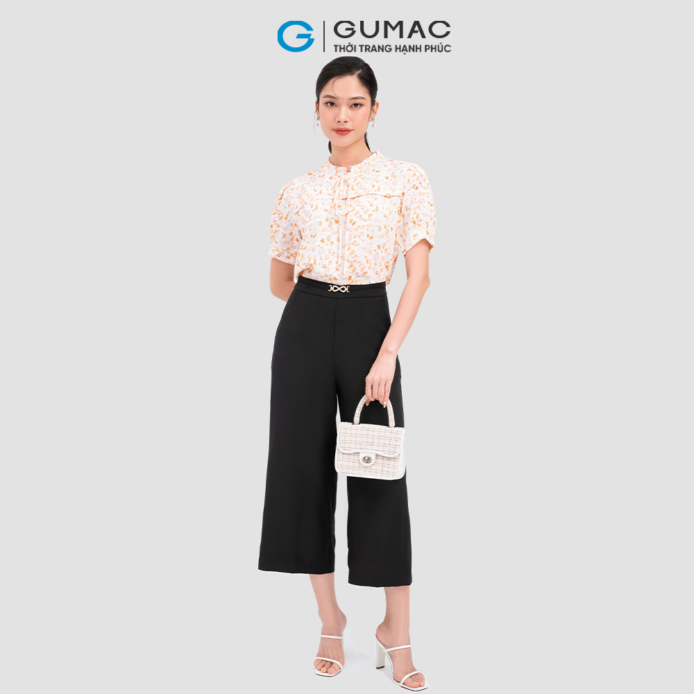 Quần lửng ống rộng phối phụ kiện GUMAC QC08123