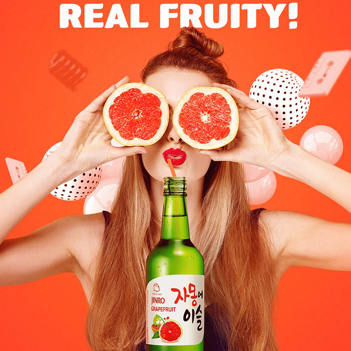 Rượu Soju Hàn Quốc Jinro Grapefruit (Bưởi) 13% 360ml Không Hộp