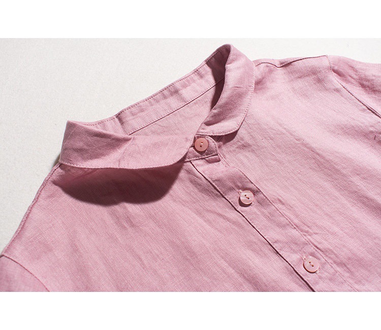 Đầm suông dáng babydoll ngắn tay thiết kế cổ sen mềm mại vải Linen thô cao cấp da158