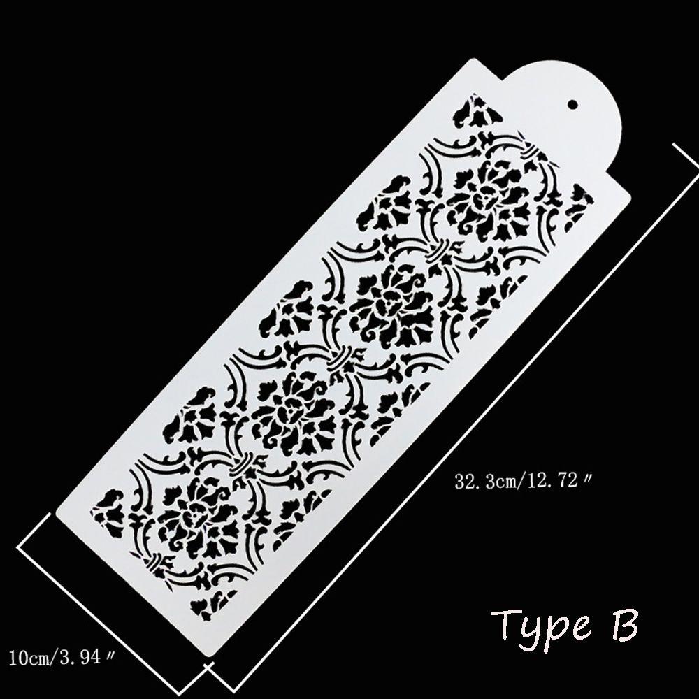 LONTIME 2PCS Wedding Supplies Cupcake Stencil DIY Template Fondant Mold Cake Damask Lace Border Pastry Making Sugarcraft Baking Mould Plastic Cake Decorating Tool