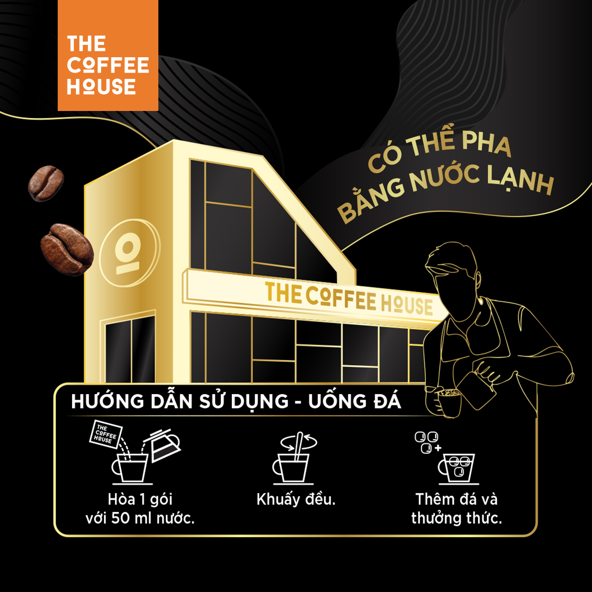 Túi cà phê đen đá The Coffee House (Túi 30 gói x 16 g)