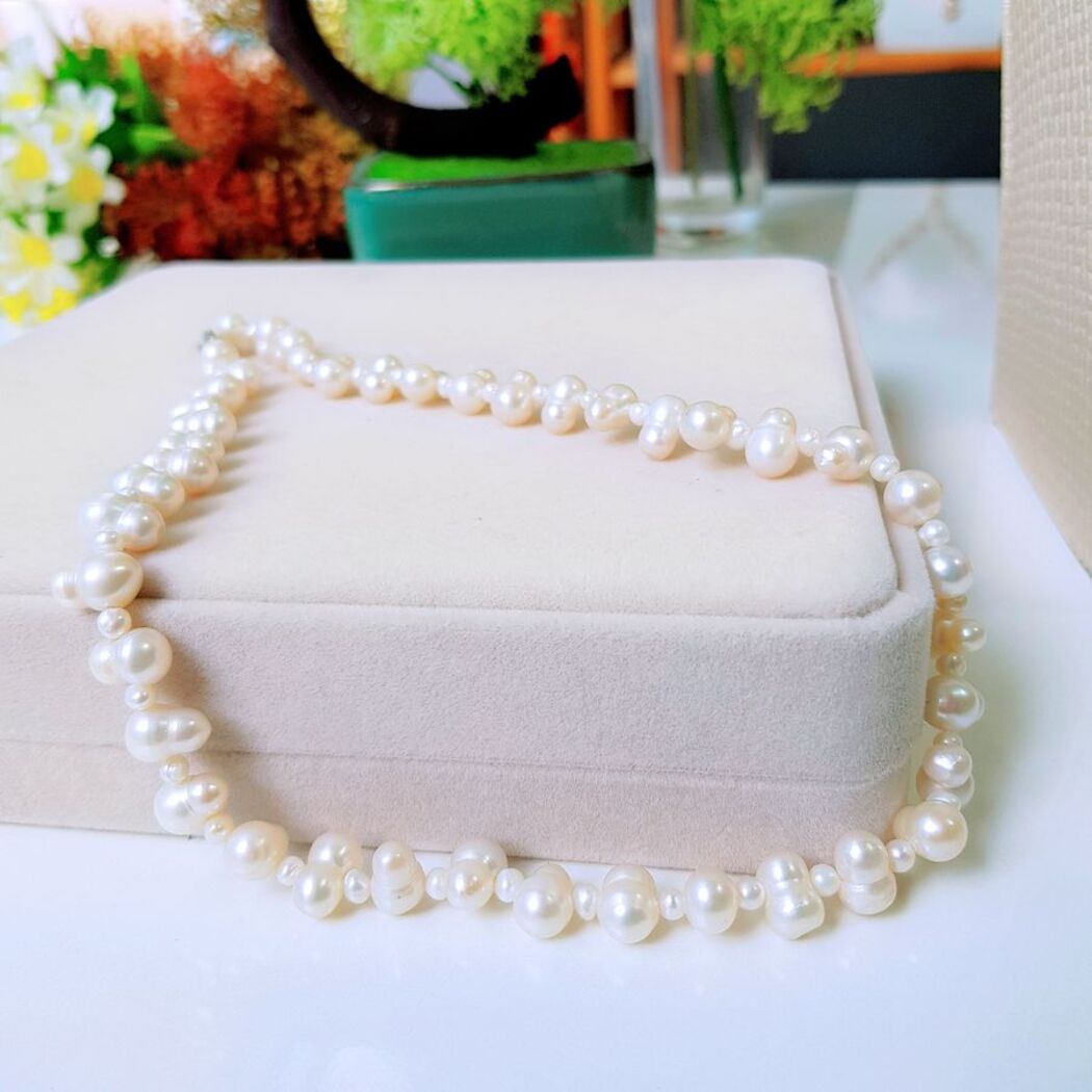 Vòng Cổ Ngọc Trai Nước Ngọt Thiên Nhiên Cao Cấp - Chuỗi Baroque Hồ Lô - Trang Sức Cô Tấm - GOURD PEARL - Trắng - CTJ4911