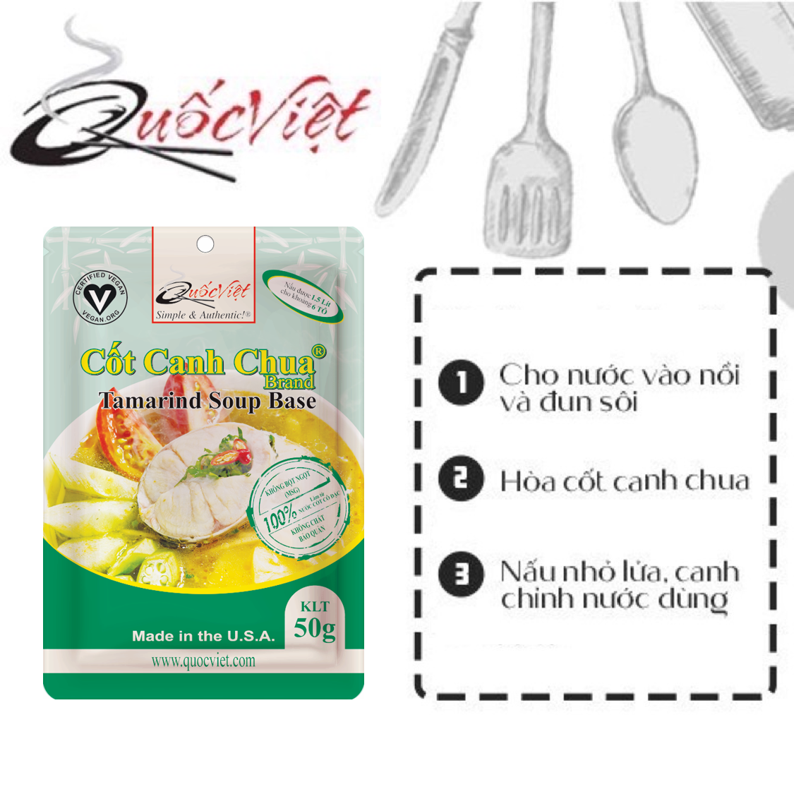 COMBO 2 Gói Gia vị Cốt Canh chua Quốc Việt - 2 x 50g - VN10509