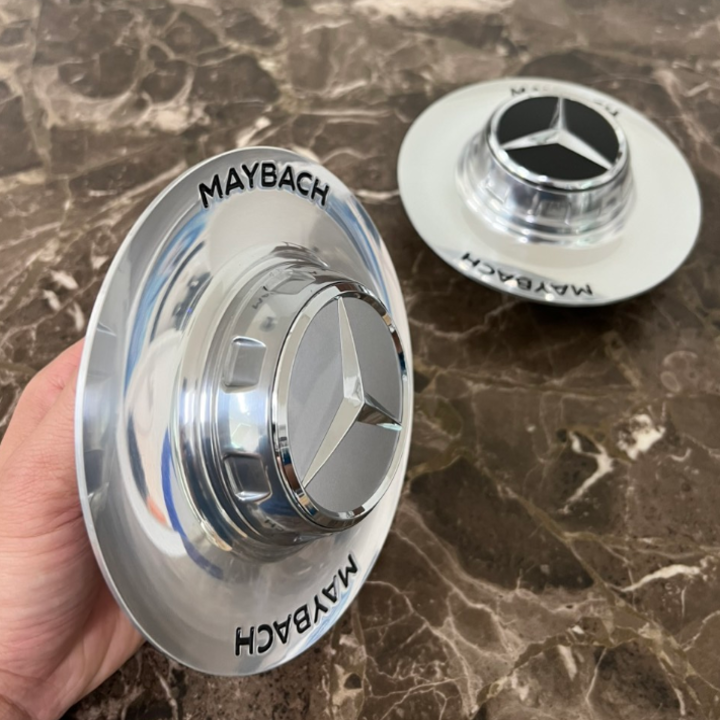 Bộ Logo chụp mâm, ốp lazang bánh xe ô tô Maybach G010 - Chất liệu: Hợp kim nhôm và nhựa ABS