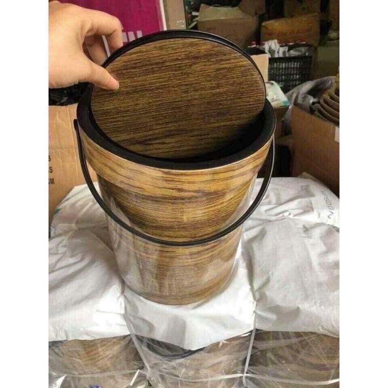 Thùng rác nắp lật giả vân gỗ, sang trọng Việt Nhật