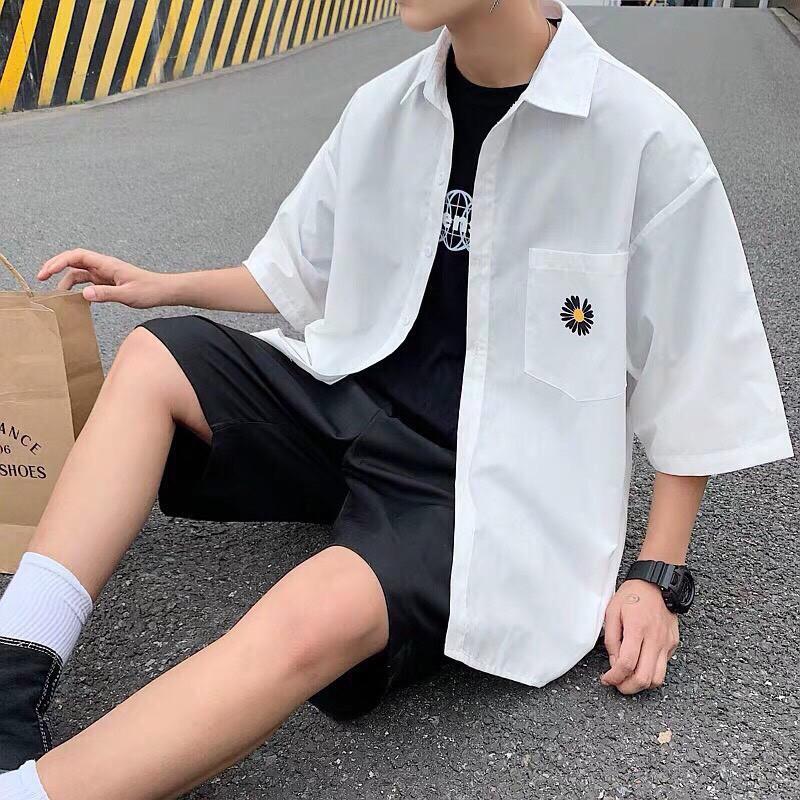 Sơ mi thêu túi hoa cúc