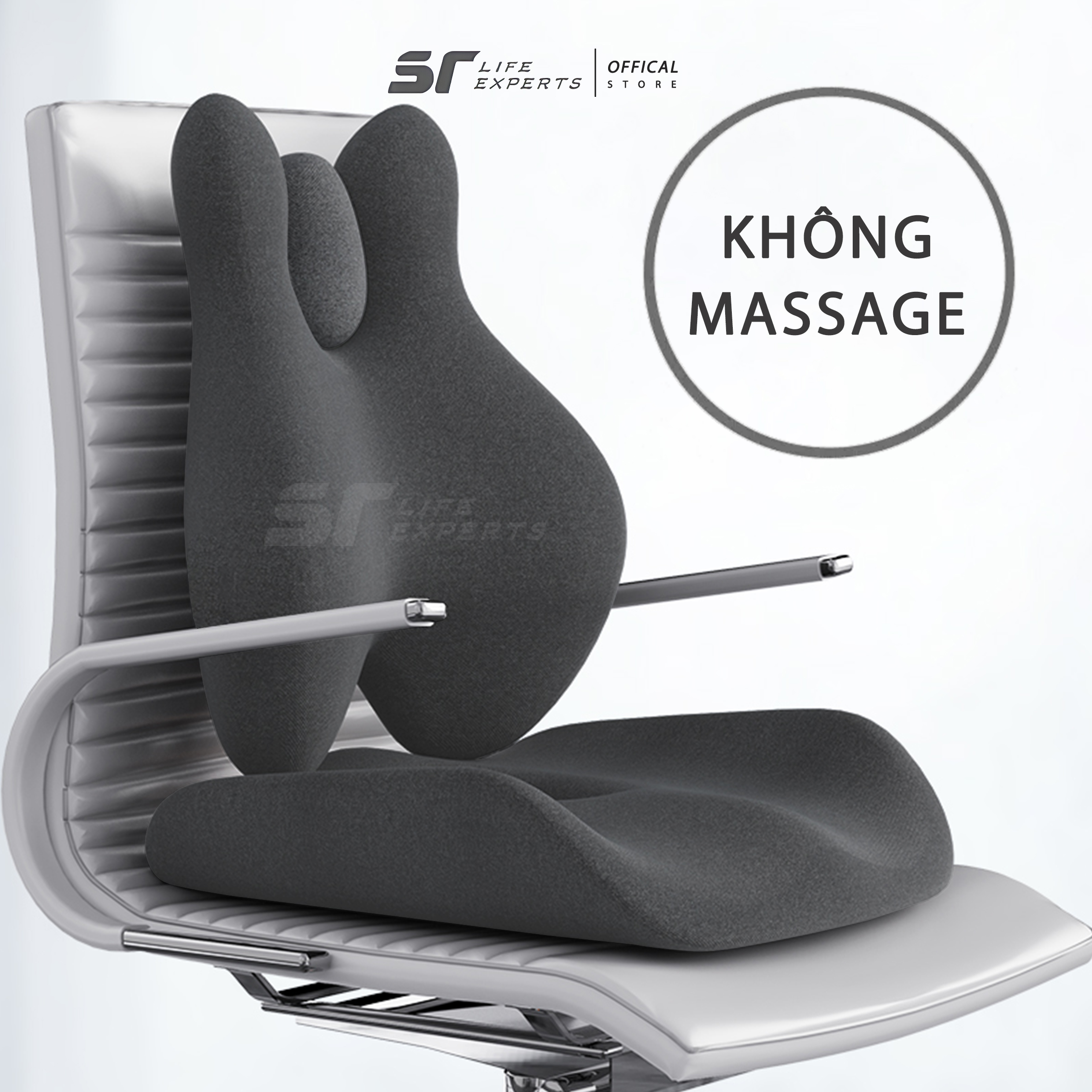 Combo Đệm Mông Và Tựa Lưng Công Thái Học Tích Hợp Massage Chườm Nóng Gối Cao Su Non Giảm Đau Cột Sống Lưng - Sairui