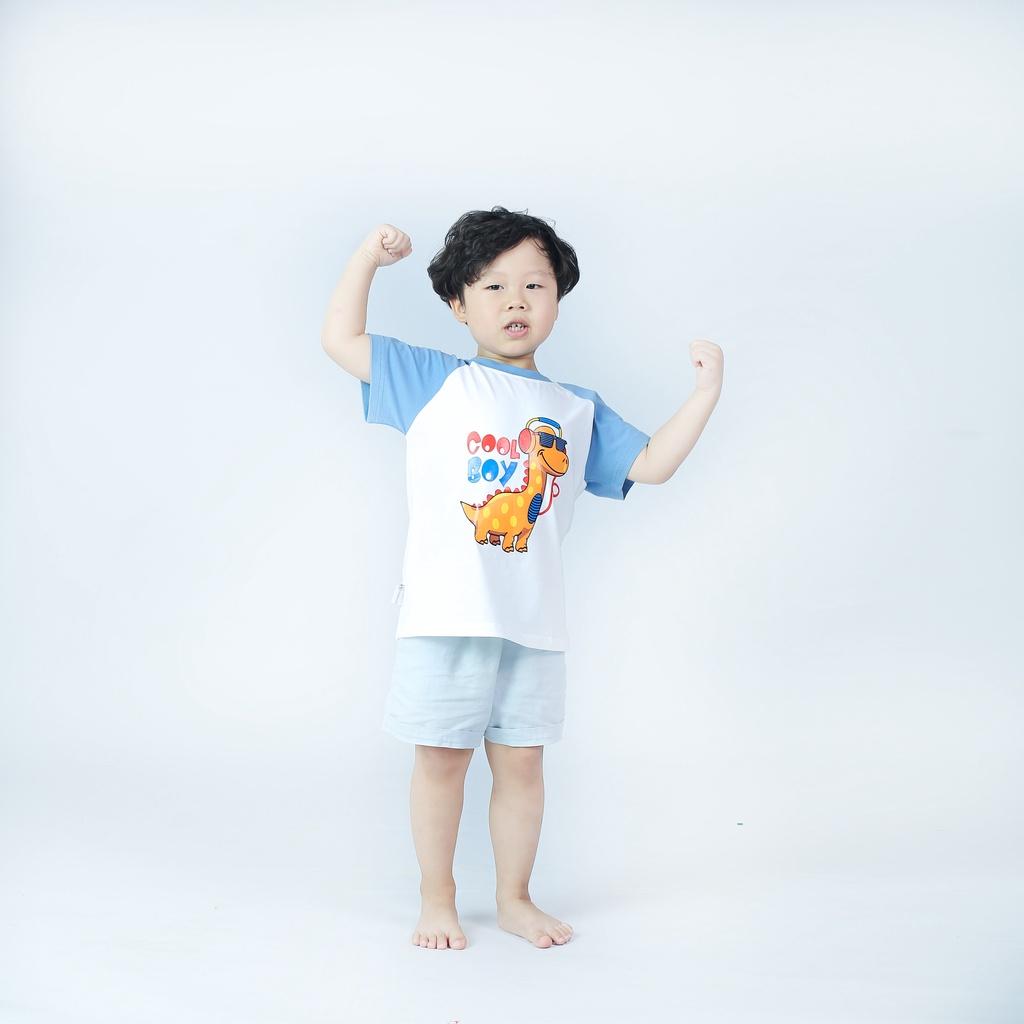 Áo thun bé trai bé gái BabyloveGo in hình khủng long chất liệu cotton sợi thoáng mát - KL001