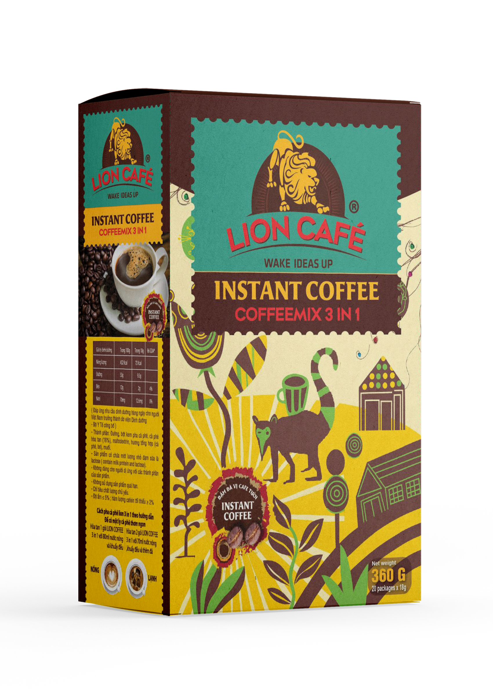 Combo 3 Hộp Cà Phê Sữa Hòa Tan 3in1 - LION Cafe - Thơm Ngon Đậm Vị ( 1 Hộp 20 que *18gram)