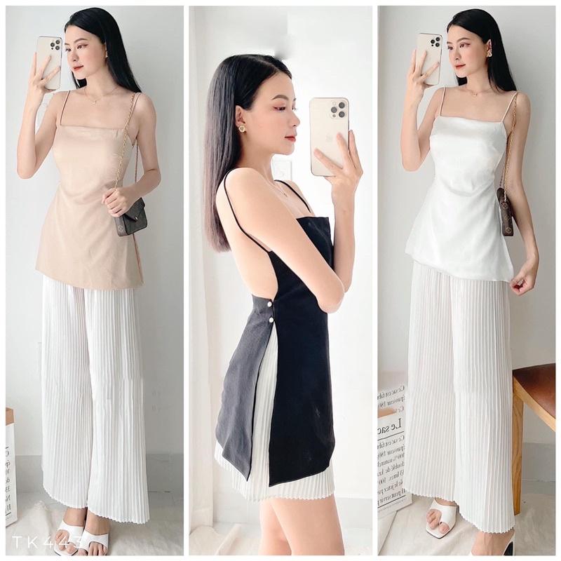 Áo 2 dây lụa hở lưng đính ngọc mút ngực size S/M