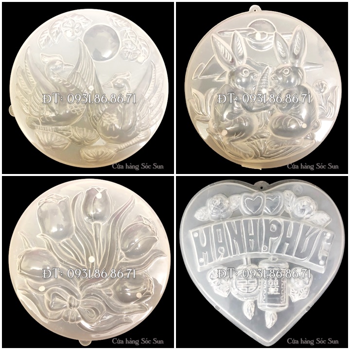 Bộ 4 khuôn nhựa làm bánh, rau câu, ép xôi loại 20 cm – Mã số 1957