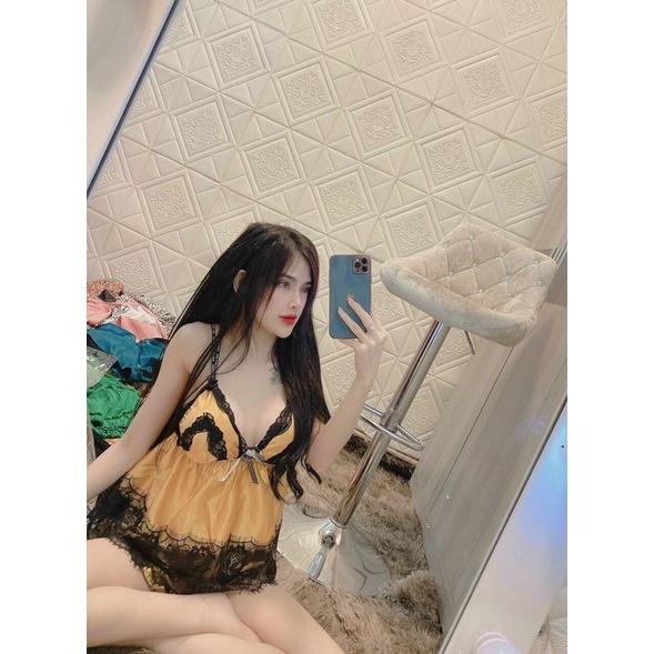 Đồ ngủ sexy nữ, Đồ ngủ 2 dây ren sexy có mút ngực