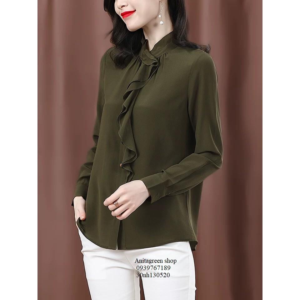 Tk13-0520-ÁO SƠ MI BÈO XANH RÊU s-6xl
