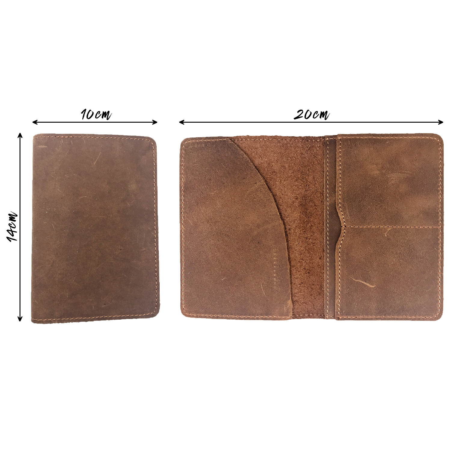 Passport Cover Bao Da Hộ Chiếu Da Sáp Khắc Hình Thánh giá CROSS 2 (BROWN)