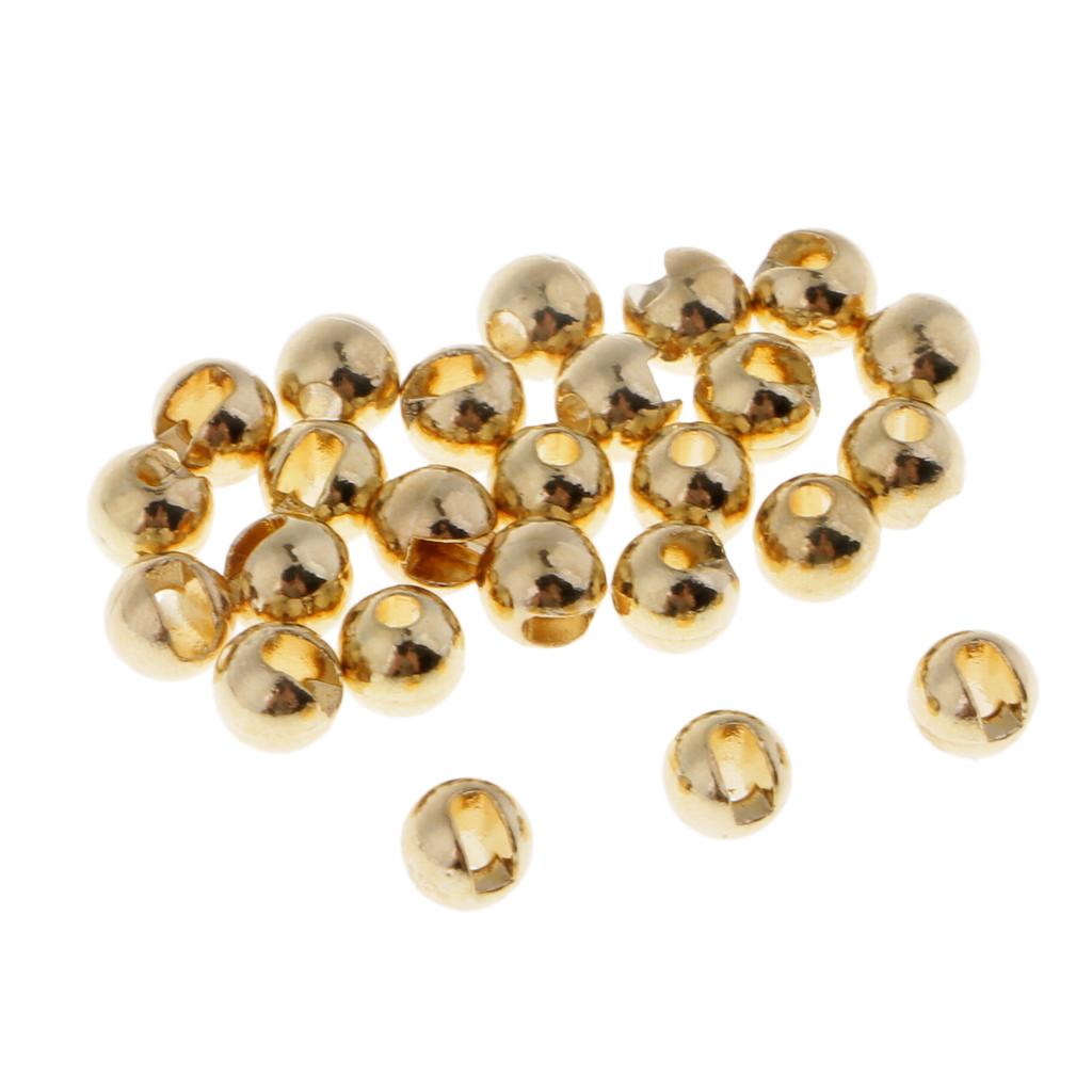 25pcs Slotted Tungsten Fly Tying Beads Fast Sinking Nymph Eyes Gold