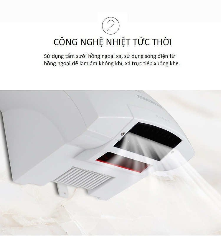 Máy Thổi Hơi Nóng Sấy Khô Tay Nhanh Chóng Hand Dryer 1800w