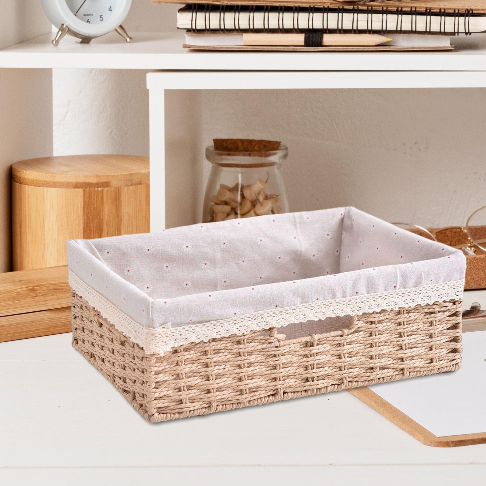 Handwoven Basket Storage Woven Basket, Fruit Basket, Desktop Organizer for Kitchen Closet Bathroom