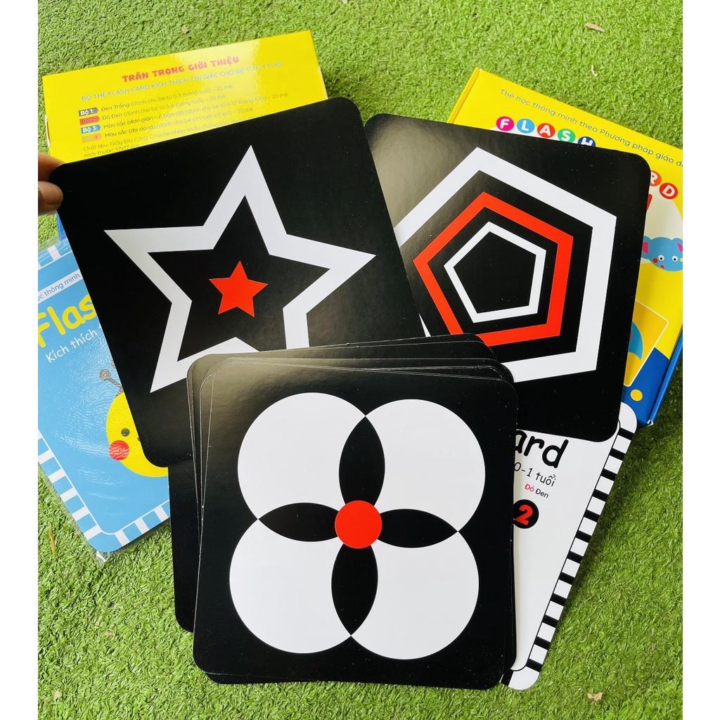 Combo 4 tập Thẻ Flash Card Kích Thích Thị Giác Cho Bé 0-1 Tuổi giúp bé phát triển thị giác, màu sắc