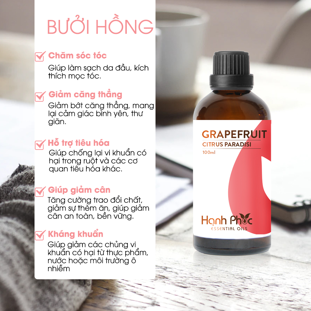 Tinh Dầu Xông Phòng Oải Hương Hạnh Phúc (30ml) + Tinh Dầu Cam Ngọt Hạnh Phúc (30ml) + Tinh Dầu Bưởi Hồng Hạnh Phúc (30ml) - Tinh Dầu Thiên Nhiên Nguyên Chất, Giúp Giảm Stress, Xua Đuổi Côn Trùng Và Khử Mùi Hiệu Quả