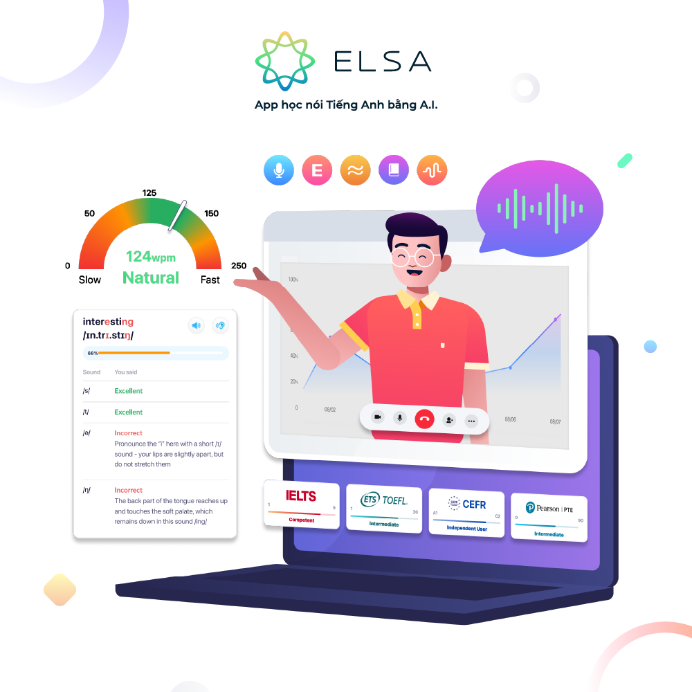 Gói học Speech Analyzer thời hạn 1 năm từ ELSA SPEAK - Công cụ luyện nói tiếng Anh toàn diện 