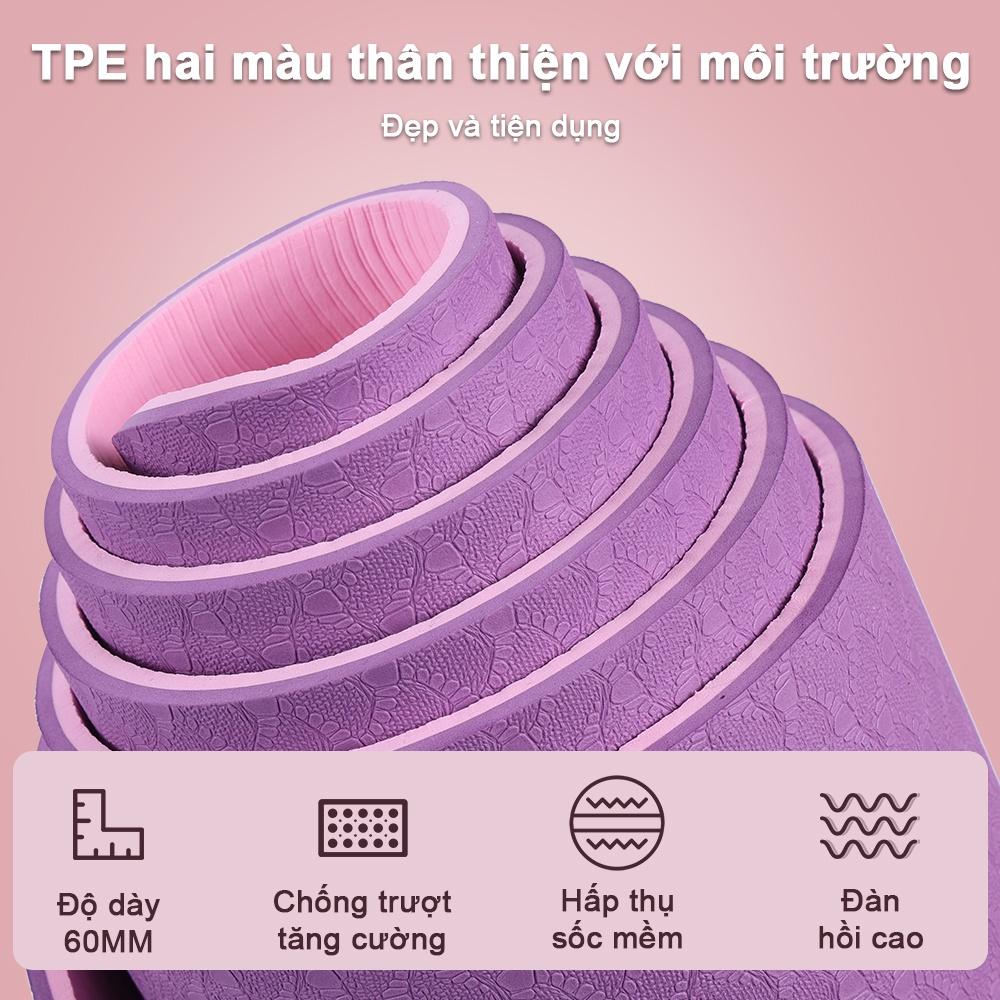 Thảm Tập Yoga Định Tuyến TPE cao cấp tặng kèm túi đựng - 2 Lớp Chống Trượt 8mm