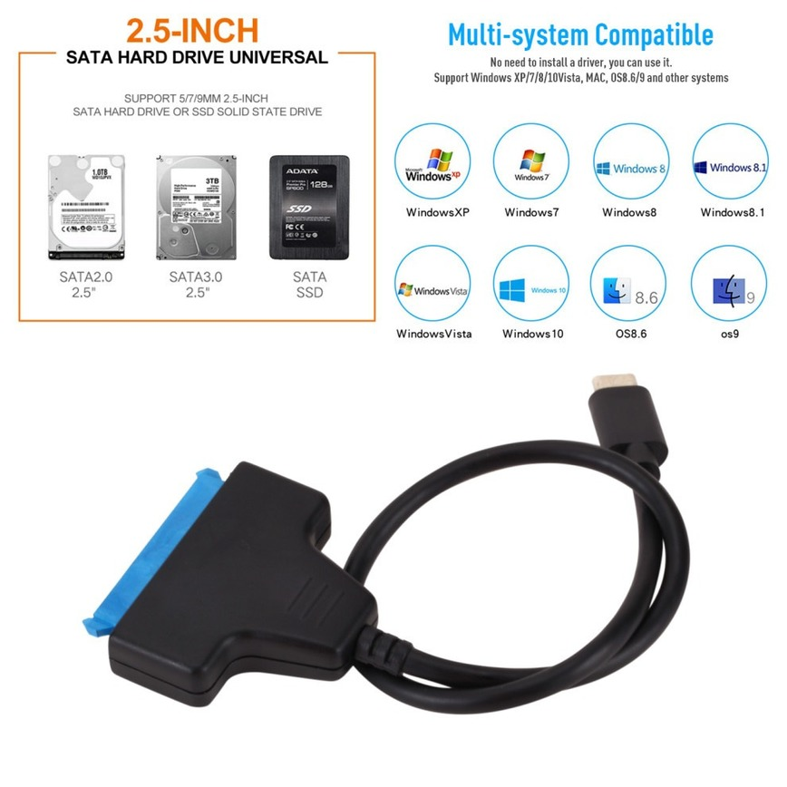 USB 3.1 USB C sang SATA Converter USB 3.1 Cáp bộ chuyển đổi C