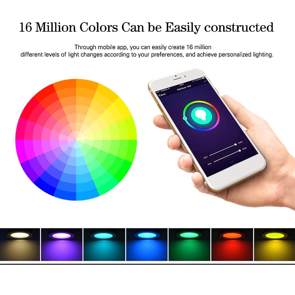 LED Dimming Downlight RGB Multi-color Lights Spot Light Timing Dimmable Eye-comfort Lamp Works With Tuya Google Assistant Alexa