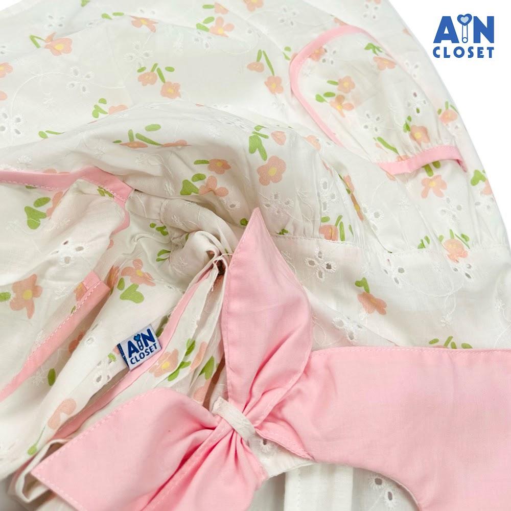 Đầm bé gái họa tiết Hoa Thêu Hồng cổ nơ cotton boi - AICDBG6EJCS6 - AIN Closet