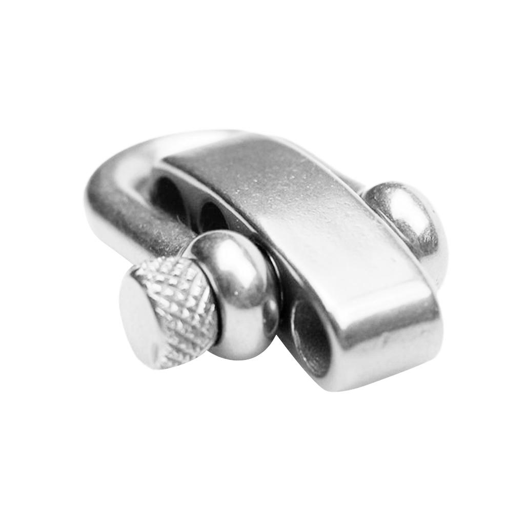 2xU Flat Adjustable Shackle Buckle Clasp for Survival Paracord Bracelet Silver