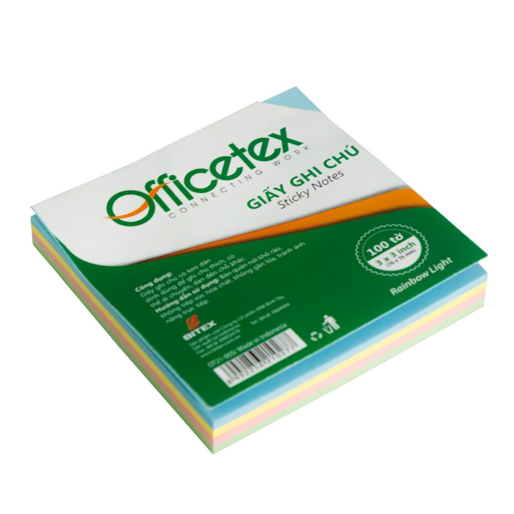 Giấy nhớ Officetex 3x3 OT21-005 chia 4 màu (Kích thước: 76x76mm)