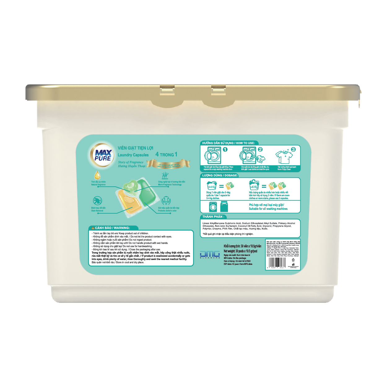 Combo 2 Hộp Viên Giặt Maxpure Hương Huyền Thoại 30v, 315gr