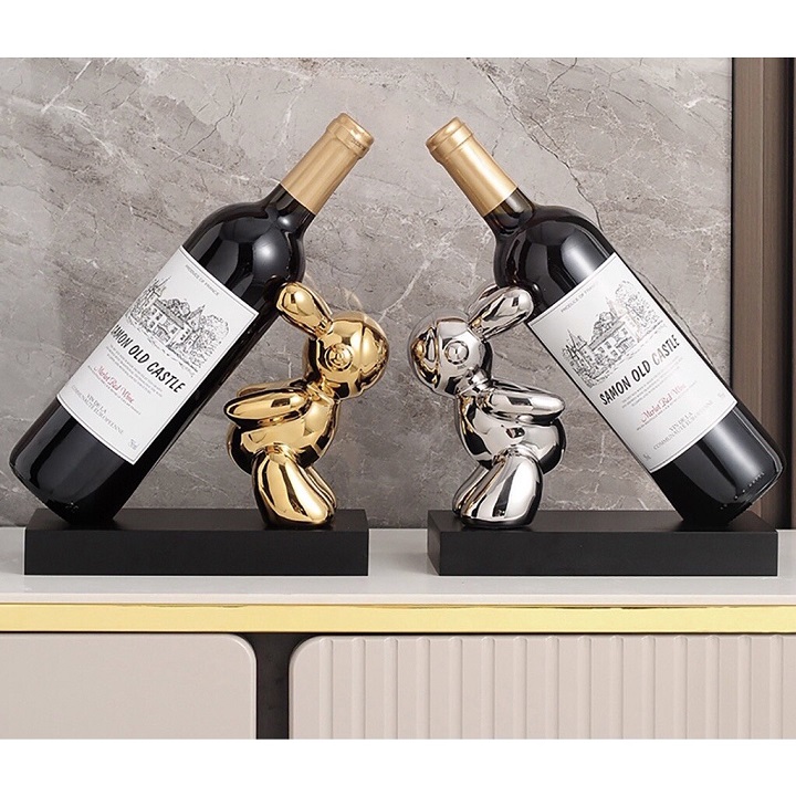 Kệ Để Chai Rượu Vang Decor Hình Thỏ Bearick Cao Cấp