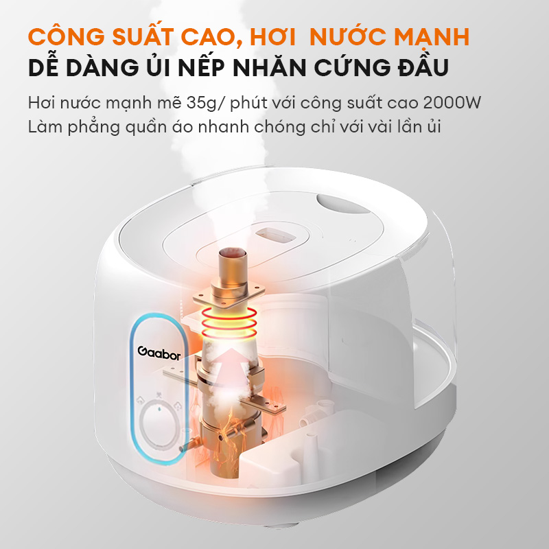 Bàn ủi hơi nước dạng đứng Gaabor GS2000M-WH04A công suất 2000W dung tích 3L 3 nấc điều chỉnh nhiệt độ - Hàng chính hãng