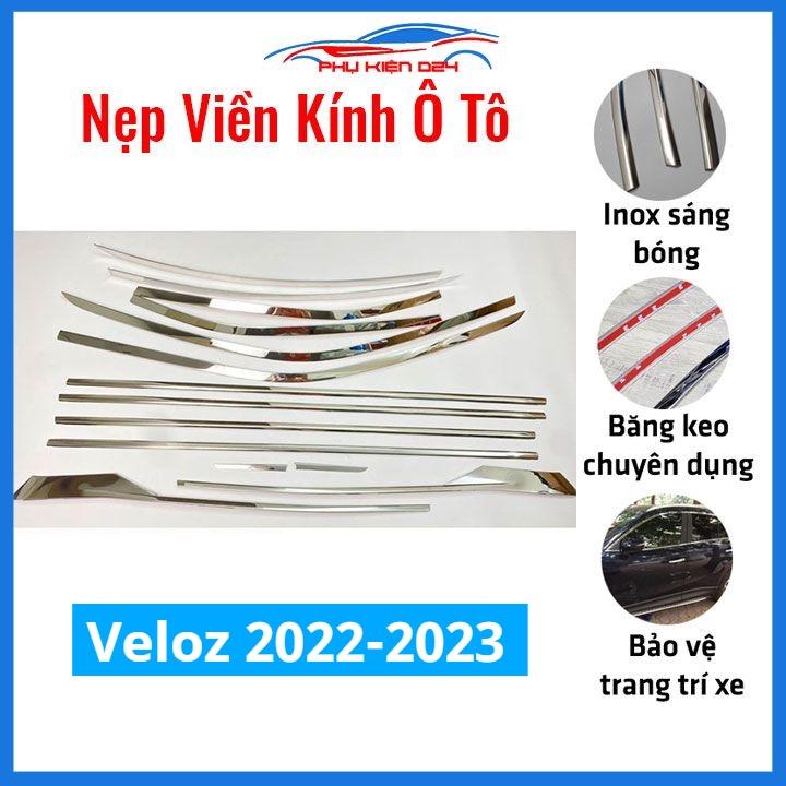 Bộ nẹp viền chân kính cong kính Veloz 2022-2023 Inox sáng bóng chuẩn form xe