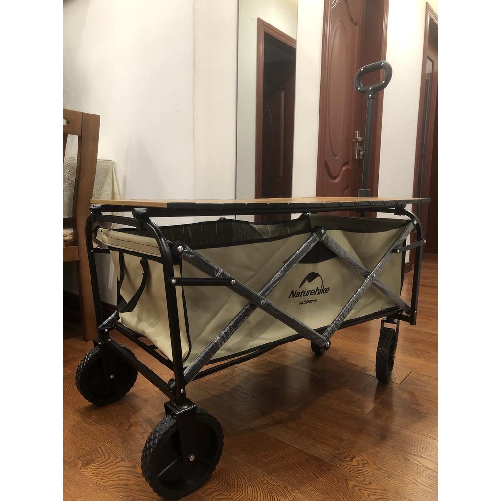 Xe kéo dã ngoại gấp gọn Naturehike 90L lốp đa địa hình giảm lực cản kéo đẩy dễ dàng mã NH19PJ001