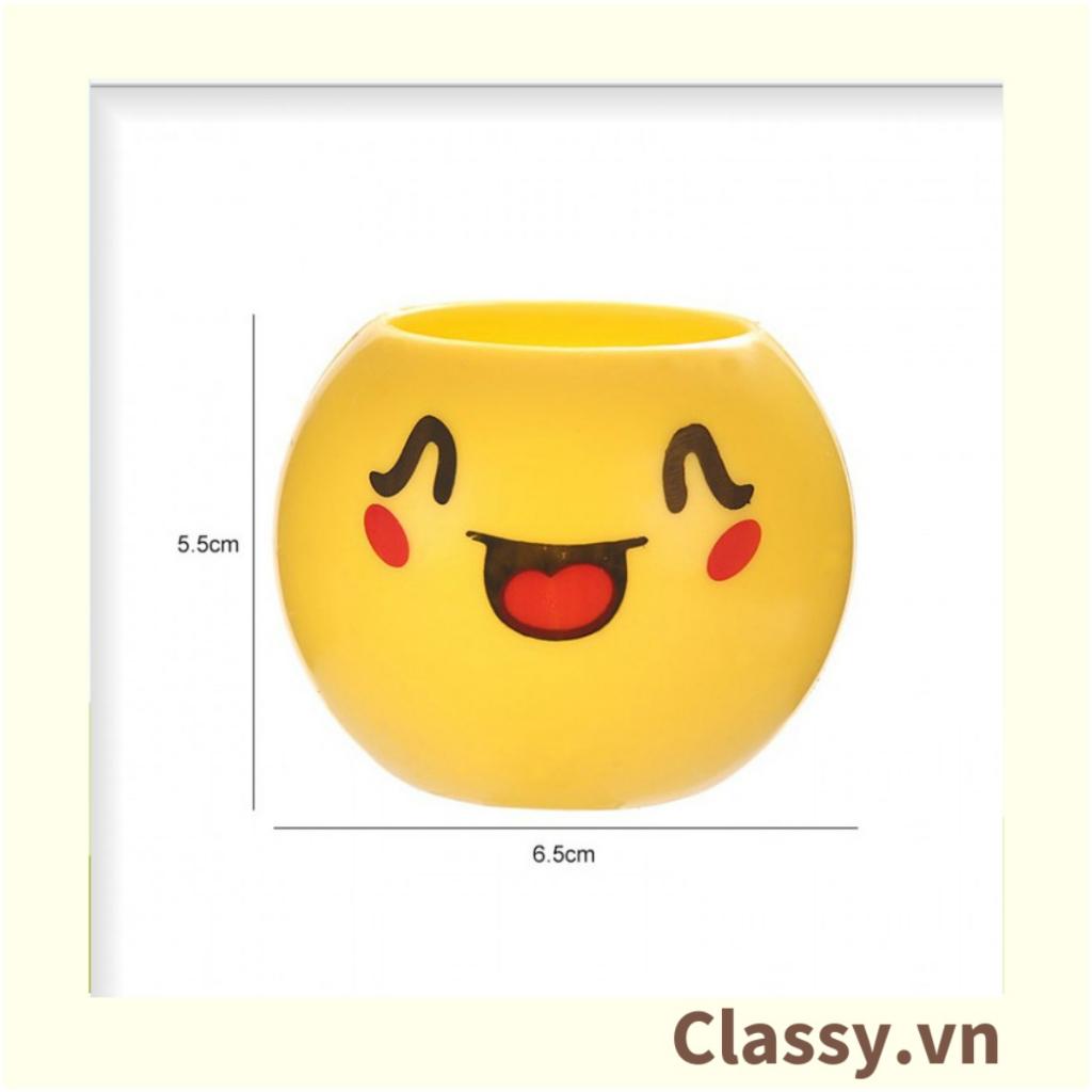 Chậu cây cảnh mini hình mặt cười vui đáng yêu, Emojji đẹp, chậu cây hình em bé baby xinh, tặng kèm đất và hạt giống cỏ