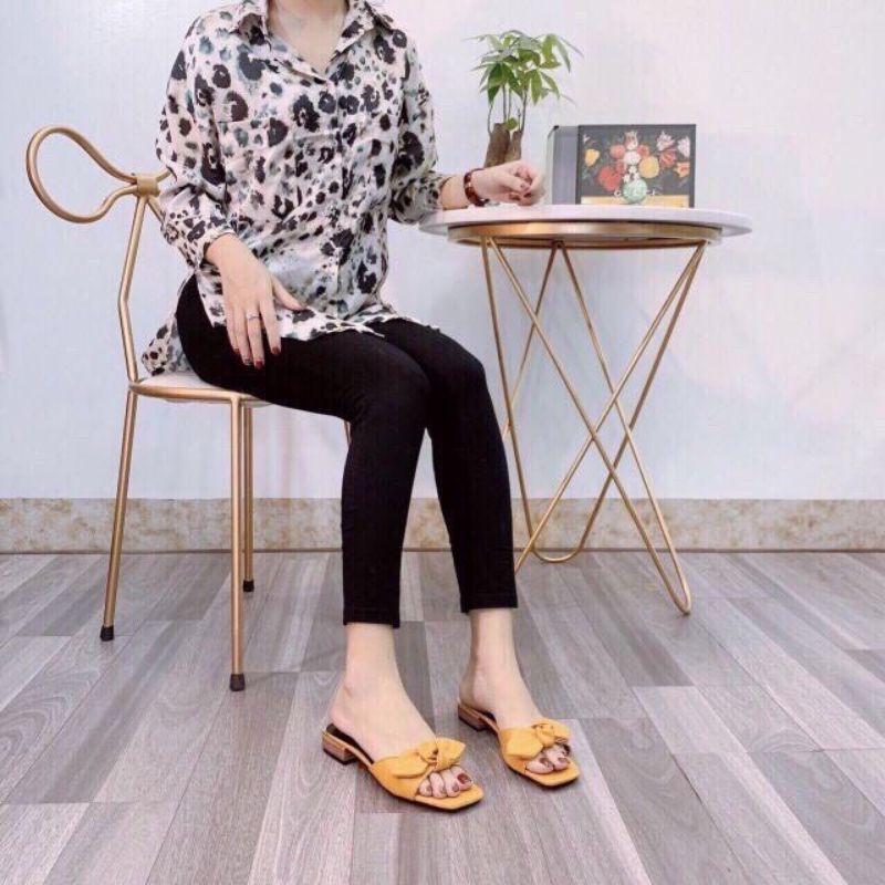 GUỐC DA MỊN QUAI NƠ XOẮN 2 MÀU - 2P