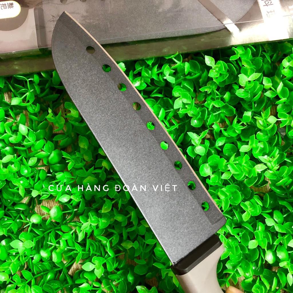 Dao Thái Thịt Đông Lạnh - Dao Đen Nhám có lỗ chống bám dính hiệu quả. Chuyên phục vụ Sp Gia dụng, Khuôn làm bánh, Dụng c