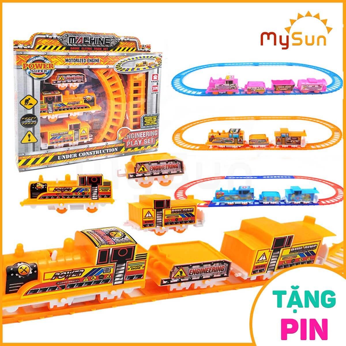 Xe lửa đồ chơi có đường ray chạy bằng pin cho bé MySun