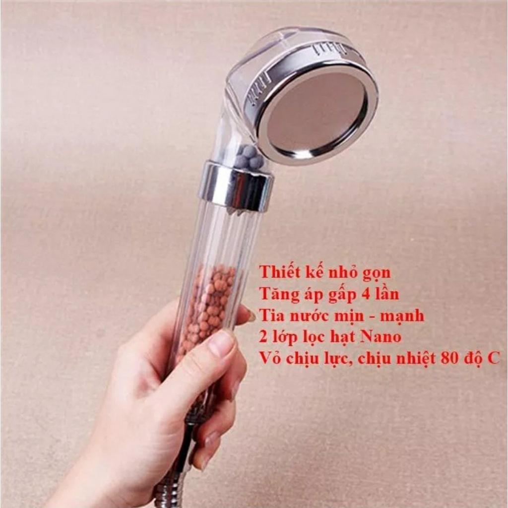 Vòi Tắm Hoa Sen Kèm Dây Dẫn Tăng Áp Lực Nước Có Hạt Lọc Hoạt Tính Chất Liệu Inox Không Gỉ Bền Chắc.